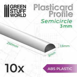 Plasticard PROFILÉ TIGE SEMI-CIRCULAIRE 3 mm | Autres profilés