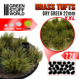 Grass TUFTS XXL - 22mm self-adhesive - DRY GREEN | Basing Materials