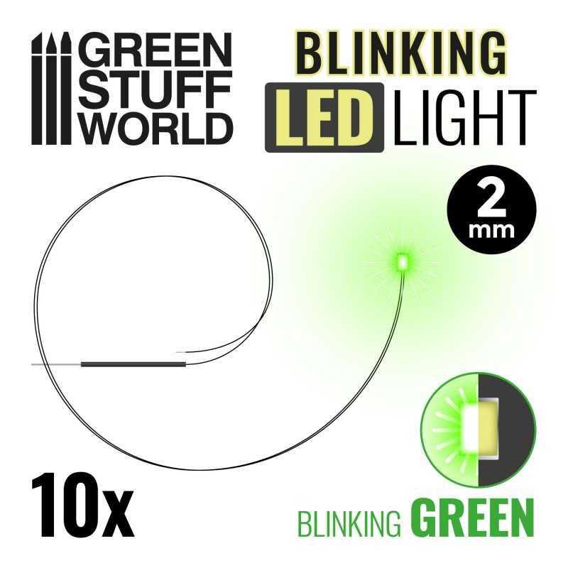 ▷ BLINKING LEDs - GREEN - 2mm | - Green Stuff World