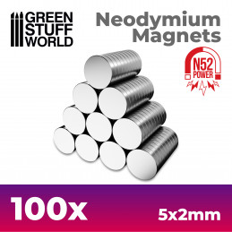 Neodym-Magnete 5x2mm - 100 stück (N52) | Magnete N52