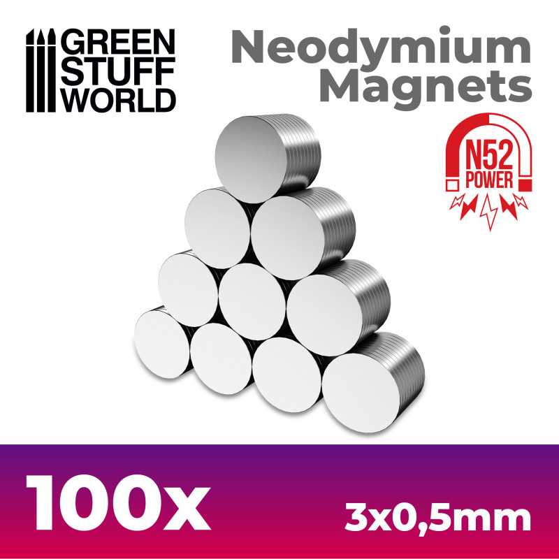 ▷ Neodymium Magnets 3x0'5mm - 100 units (N52) | - GSW
