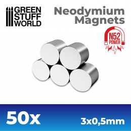 Imanes Neodimio 3x0'5mm - 50 unidades (N52) Imanes N52