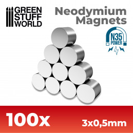Neodym-Magnete 3x0'5mm - 100 stück (N35) | Magnete N35