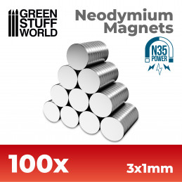 Neodym-Magnete 3x1mm - 100 stück (N35) | Magnete N35
