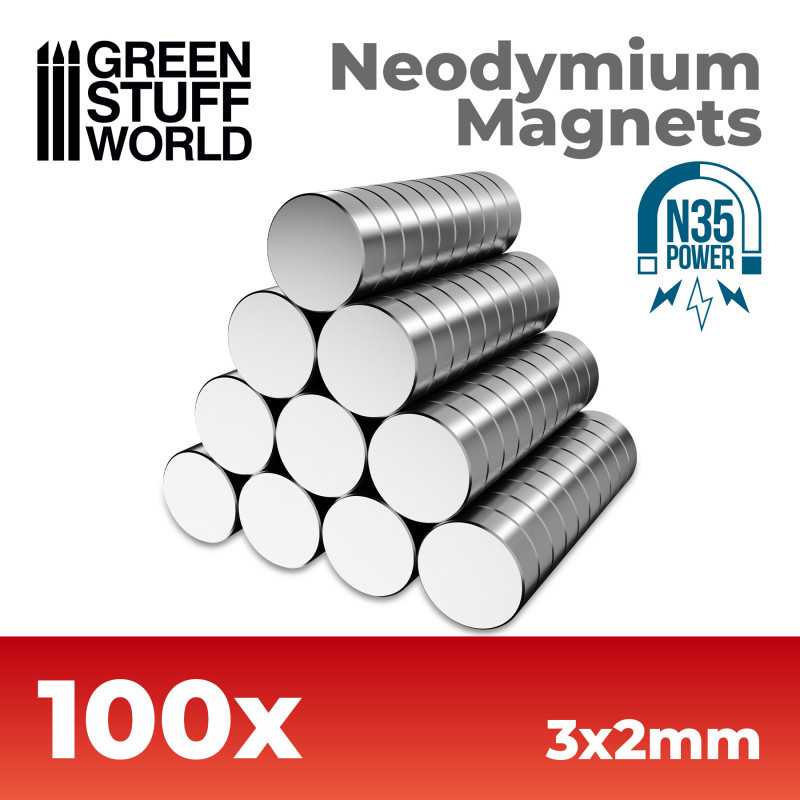 ▷ Acheter Aimants Néodymes 3x2mm - 100 units (N35) | - Green Stuff World