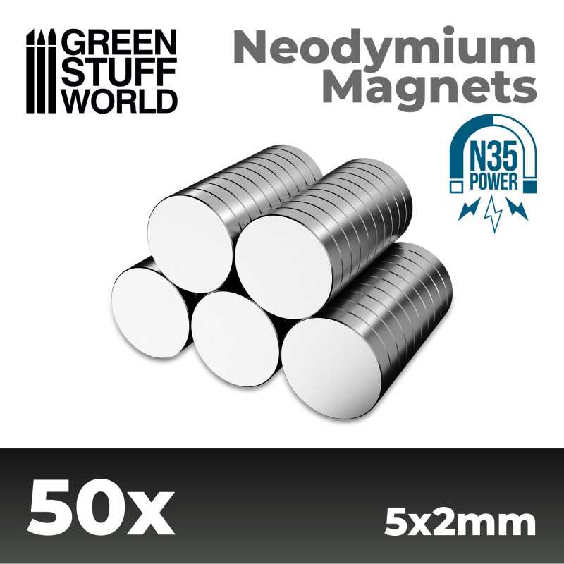 ▷ Comprar Imanes Neodimio 5x2mm - 50 unidades (N35) | - Green Stuff World