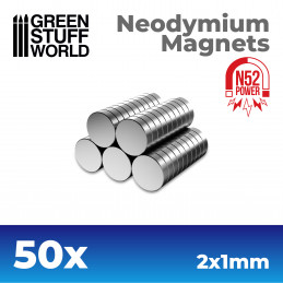 Magneti Neodimio 2x1mm - 50 unità (N52) | Magneti N52