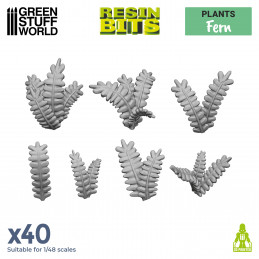 Set impreso en 3D - Hojas de helechos Plantas y vegetacion