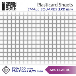 Plancha Plasticard CUADRADOS PEQUEÑOS - tamaño A4 Planchas Texturizadas