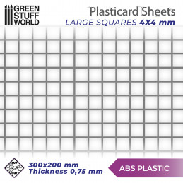 Plaque de Plasticard texturé CARRÉS GRANDS | Plaques de Plasticard Texturé