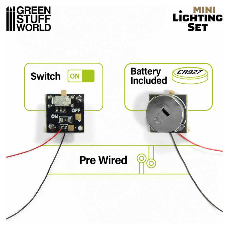 ▷ Mini-Beleuchtungsset Mit Schalter und CR927-Batterie | - GSW