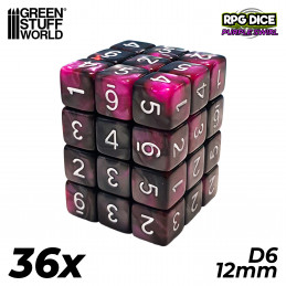 36x D6 12mm Dice - Purple Swirl | D6 Dices
