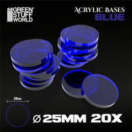 25 mm runde und blau transparent Acryl Basen | Runde Transparente Basen