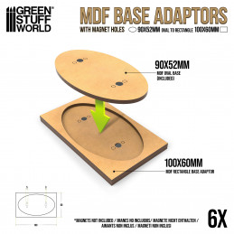 MDF Base adapter - Oval 90x52mm to Rectangular 100x60mm