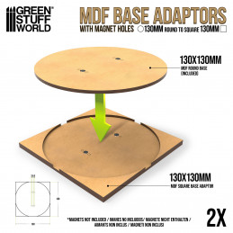 MDF Base adapter - Round 130mm to Square