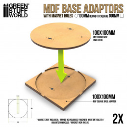 MDF Base adapter - Round 100mm to Square