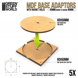 MDF Base adapter - Round 80mm to Square