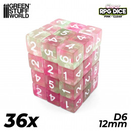 36x Dados D6 12mm - Rosa Claro Dados D6