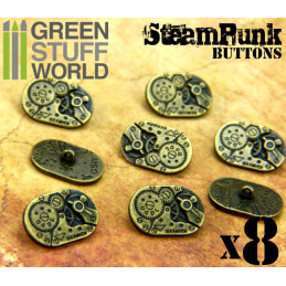 8x Boutons Ovale à motifs Steampunk MOUVEMENTS mécaniques - Bronze | Boutons