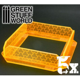 5x Kleine transparente Acrylwände - phosphoreszierend Orange | laservorgeschnittene Gelände