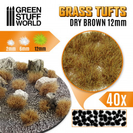 Touffes d'herbe - 12mm - Auto-Adhésif - BRUN SEC | Touffes herbe 12 mm