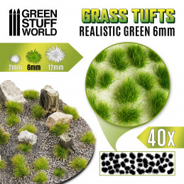 Grasbüschel - Selbstklebend - 6mm - Realistische Grün | Grasbüschel 6 mm