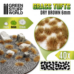Grasbüschel - Selbstklebend - 6mm - Getrocknet Braun | Grasbüschel