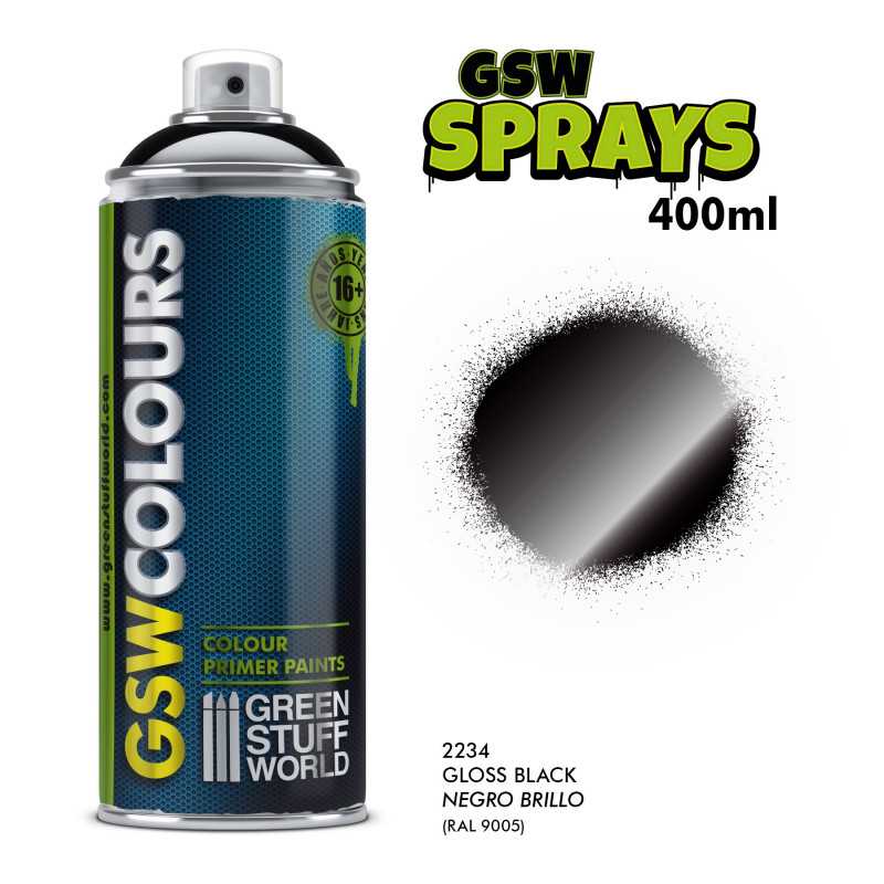 ▷ SPRAY Primer Farbe Schwarz Glanz 400ml | - GSW
