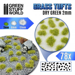 Grass TUFTS - 2mm self-adhesive - DRY GREEN | 2 mm Grass Tufts