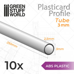 Perfil Plasticard TUBO 3 mm Perfiles Redondos
