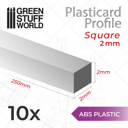 Profilato Plasticard BARRA QUADRATA 2 mm | Profilati Quadrati
