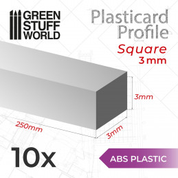 Plasticard PROFILÉ TIGE CARRÉE plein 3 mm | Profilé Carrée