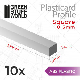 Plasticard PROFILÉ TIGE CARRÉE plein 0,5mm | Profilé Carrée