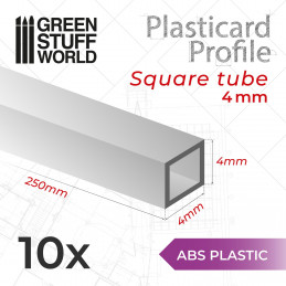 ABS Plasticard - Profile SQUARED TUBE 4mm | Squared profiles