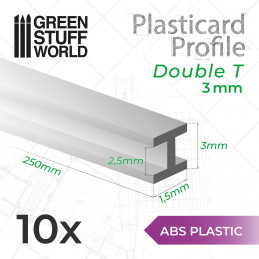 ABS Plasticard - Profile DOUBLE-T 3 mm | Other Profiles