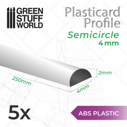 Plasticard PROFILÉ TIGE SEMI-CIRCULAIRE 4mm | Autres profilés