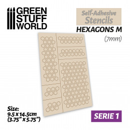 Plantillas autoadhesivas - Hexagonos M - 7mm Plantillas Aerografia Adhesivas