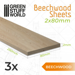Feuille de bois de hêtre 2x80x250mm | Feuilles de bois