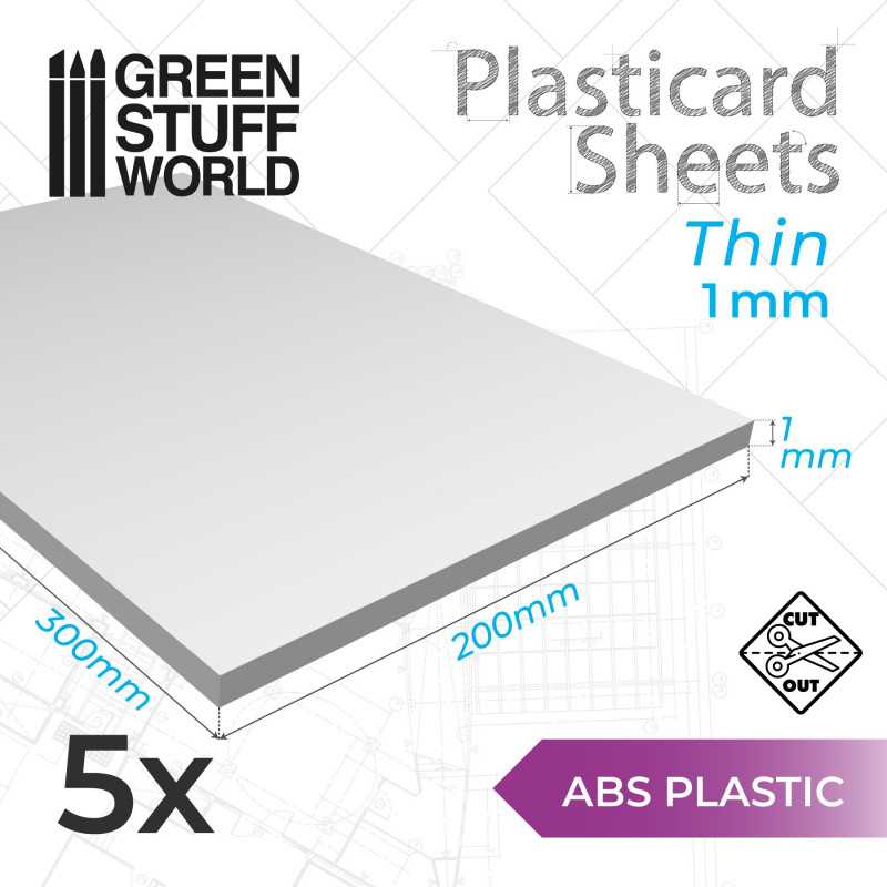 ▷ Glatte Plastikcard 1 mm - 5 Platten