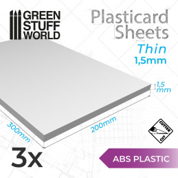 Plancha Plasticard 1'5 mm - COMBOx3 planchas Planchas Lisas